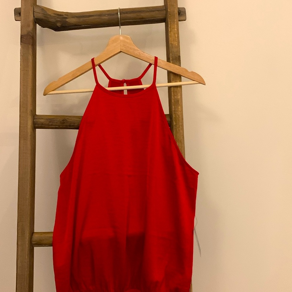 Express satin red body suit halter top